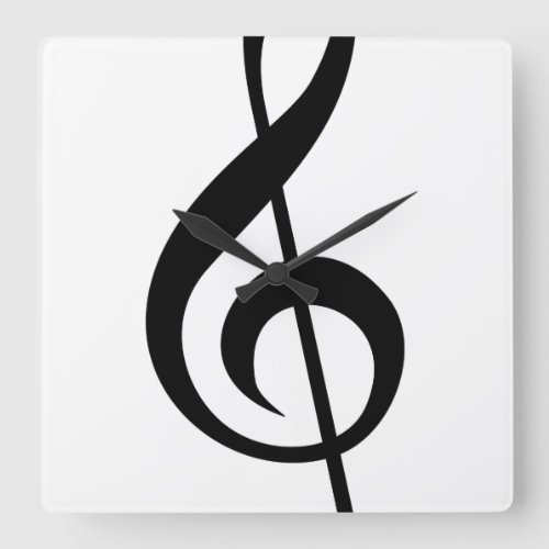 Treble Clef G_Clef Musical Symbol Square Wall Clock