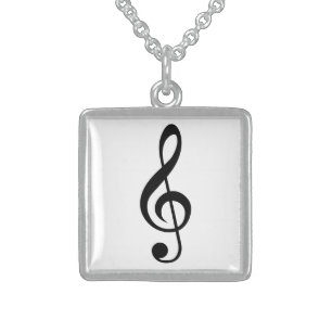 Treble Clef G-Clef Musical Symbol Sterling Silver Necklace