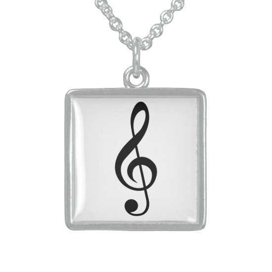 Treble Clef G-Clef Musical Symbol Sterling Silver Necklace