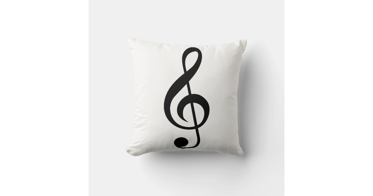 Treble Clef Throw Pillow, Decorative Accent Pillow, Square Cushion