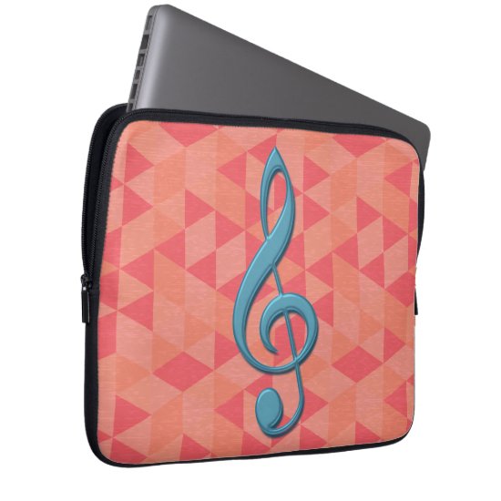 Treble Clef Geometric Triangles Teal and Pinks Laptop Sleeve