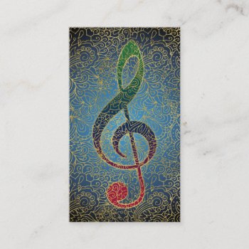Treble Clef Gold Filigree - Colorful Music Business Card by MusicShirtsGifts at Zazzle