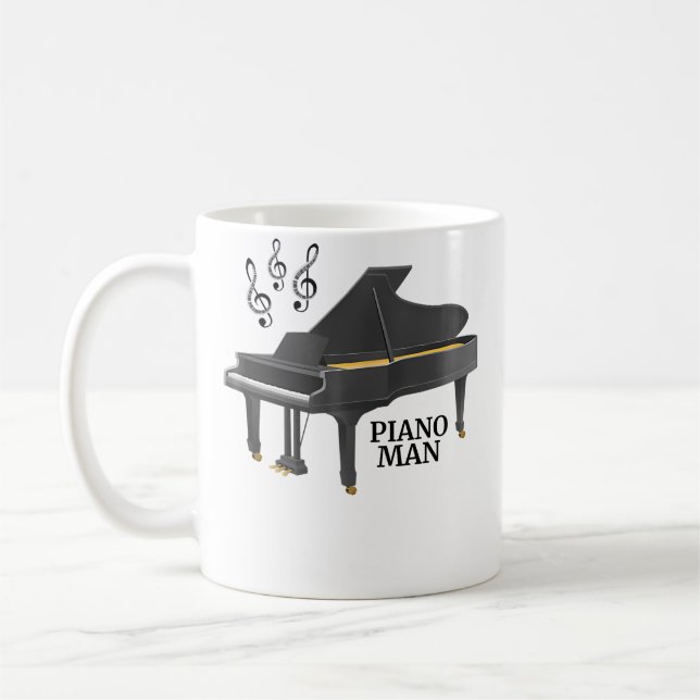 Treble Clef Grand Piano Man Coffee Mug (Left)