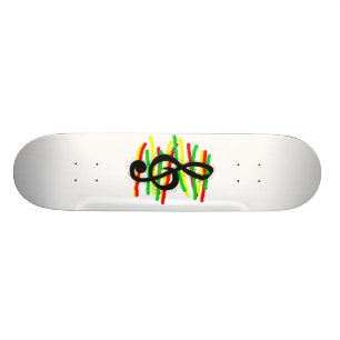 Treble Clef Graphic Black with Red Yellow Green Skateboard
