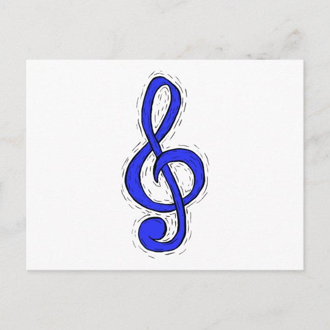 Treble Clef Graphic Design Medium Blue Postcard (Front)