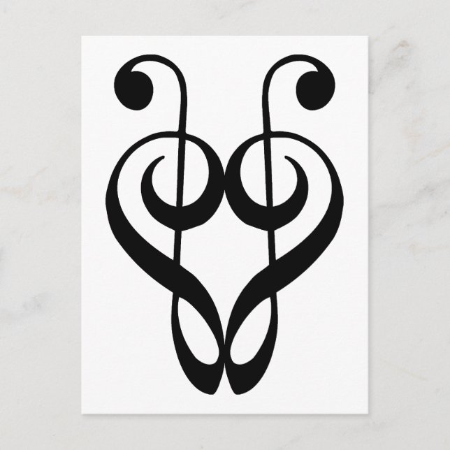 Treble clef heart (black) postcard (Front)