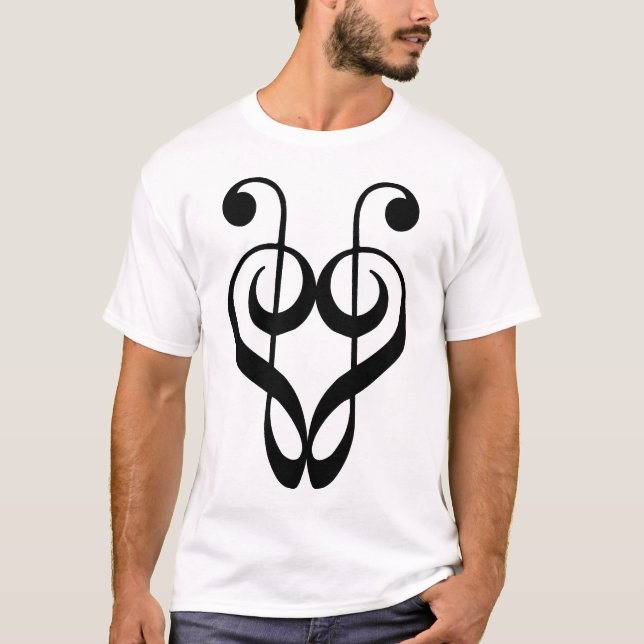 Treble Clef Heart (black) T-Shirt (Front)