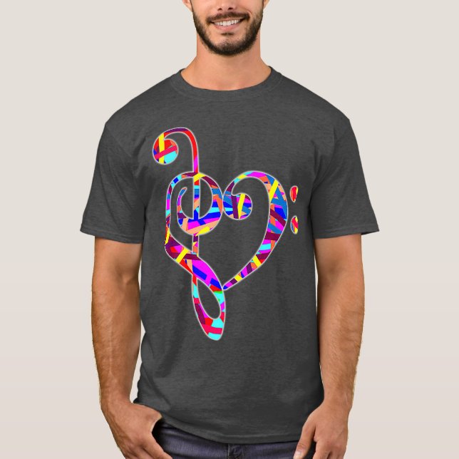 Treble Clef Heart Love Valentines Day Music T-Shirt (Front)