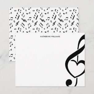 Treble Clef Heart Music Note Personalized Card