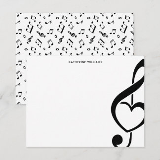 Treble Clef Heart Music Note Personalized Card