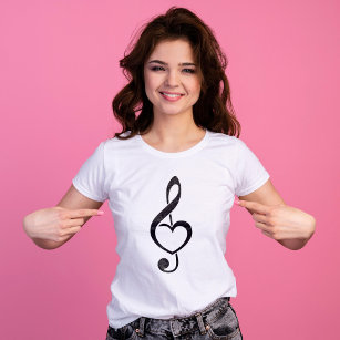 Treble Clef Heart Music Note T-Shirt