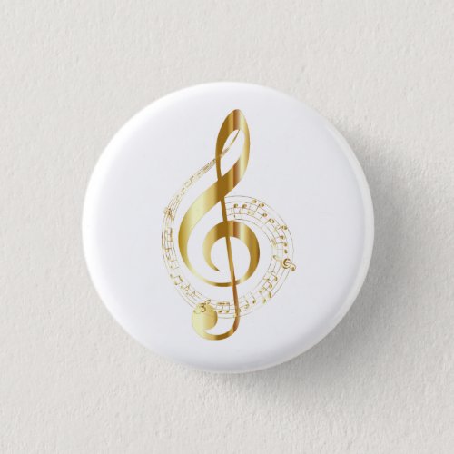 Treble clef in gold badge button