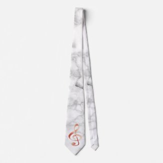 treble clef  in marble look  neck tie
