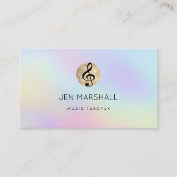 Treble Clef Logo Pastel Colors Background Business Card by musickitten at Zazzle