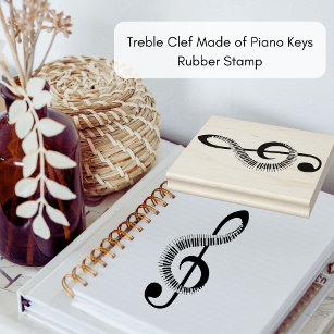  🎹🎼Treble Clef Made of Piano Keys Rubber Stamp