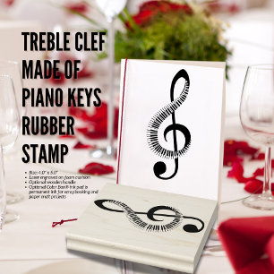 Treble Clef Made of Piano Keys Rubber Stamp
