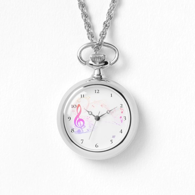 *~* Treble Clef Modern Music Note Colorful Watch (Front)