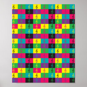 Treble Clef Music Colorful Poster