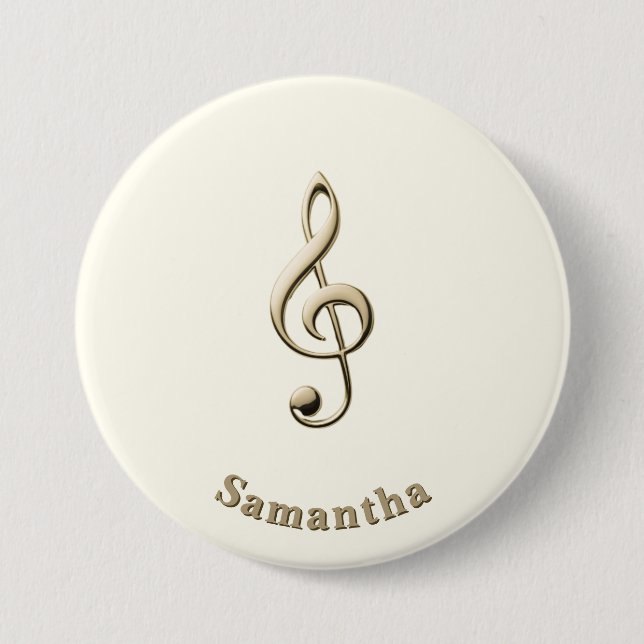 Treble Clef Music Lover's Round Custom Button (Front)