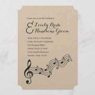 Treble Clef Music Lovers Wedding Invitation