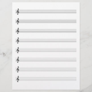Treble Clef Music Manuscript Paper Staffs Blank