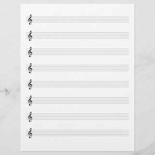 Treble Clef Music Manuscript Paper Staffs Blank Zazzle