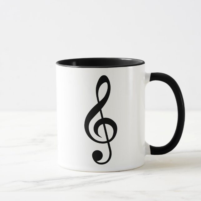 Treble Clef Music Note Black and White Mug (Right)