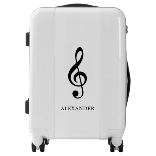 Treble Clef Music Note Black and White Name Luggage