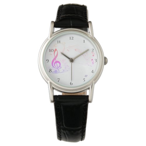  Treble Clef Music Note Colorful Leather Watch