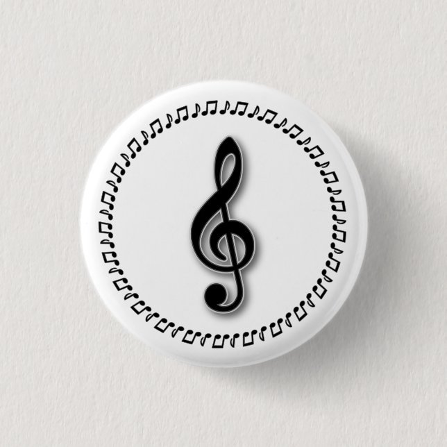 Treble Clef Music Note Design Button (Front)