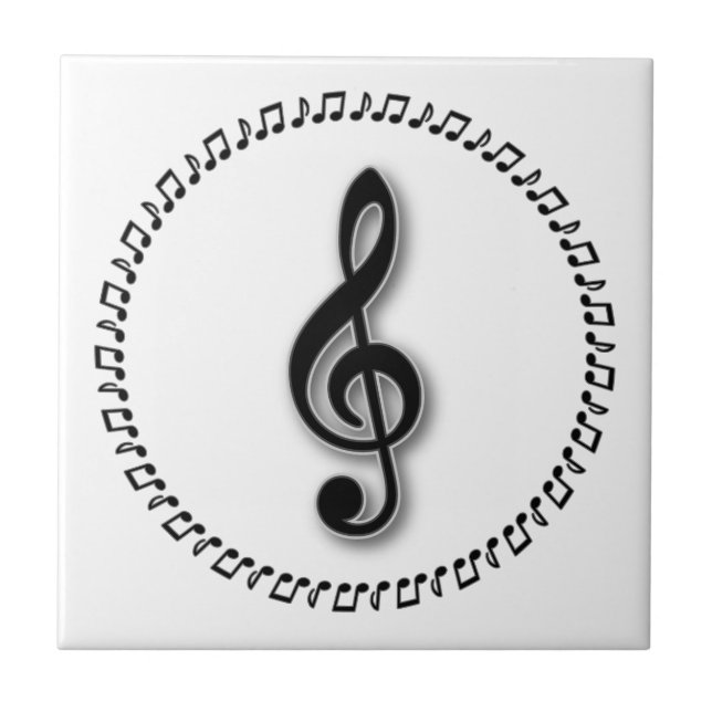 Treble Clef Music Note Design Ceramic Tile (Front)
