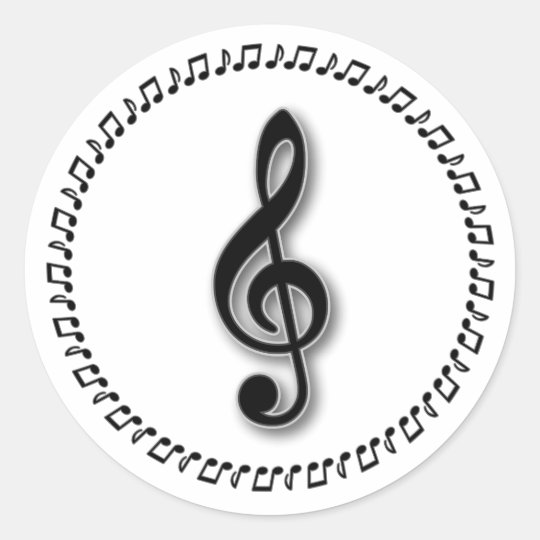 Treble Clef Music Note Design Classic Round Sticker