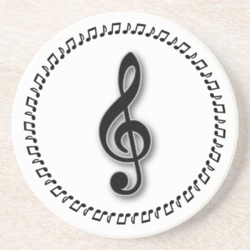 Treble Clef Music Note Design Coaster by warrior_woman at Zazzle