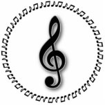 Treble Clef Music Note Design Cutout<br><div class="desc">In this simple, black and white design, the treble clef (also known as the g clef) is surrounded by eighth notes in a circular pattern. Ideal for chorus, choir, and band. Would be a great gift for a director, composer, accompanist, or pianist. Use customize button to add names/message to this...</div>