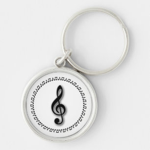 Treble Clef Music Note Design Keychain