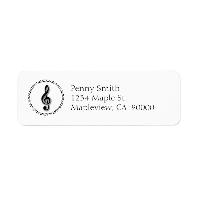 Treble Clef Music Note Design Label (Front)