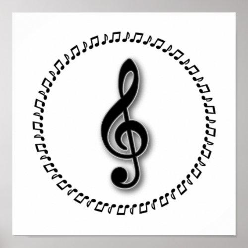 Treble Clef Music Note Design Poster