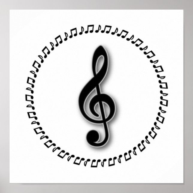 Treble Clef Music Note Design Poster (Front)
