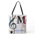 Treble Clef Music Note Monogram with Color Names