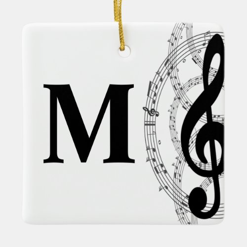 treble clef music note musician monogram  ceramic ornament