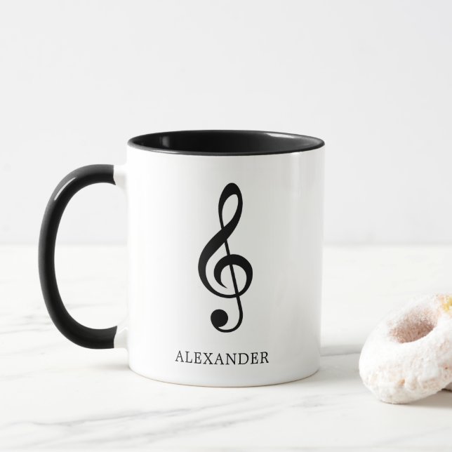 Treble Clef Music Note Name Musician Mug (With Donut)