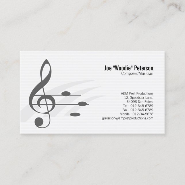 Treble Clef Music Notes Musician Business Card (Front)