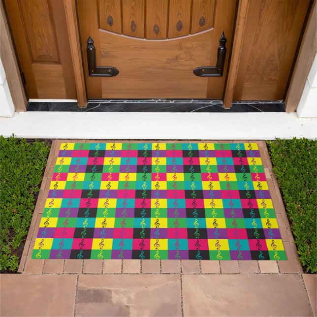 Treble Clef Music Pattern Bright Doormat (Outdoor)