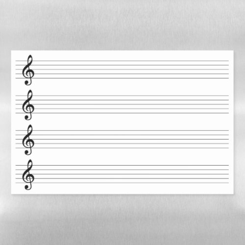 Treble Clef Music Staffs Staves Blank Empty Magnetic Dry Erase Sheet