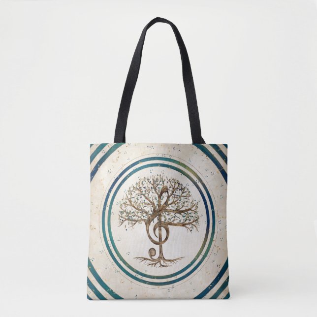 Treble Clef Music Tree Tote Bag (Front)