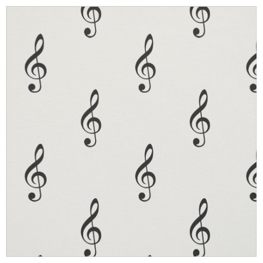 Treble Clef Musical Black and White Fabric