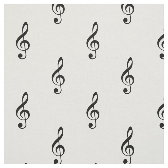 Treble Clef Musical Black and White Fabric (Swatch)