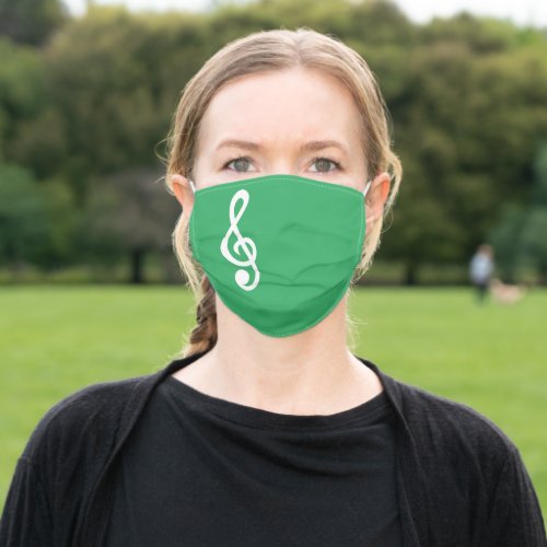 Treble Clef Musical Note Music Plain Green Cute Adult Cloth Face Mask