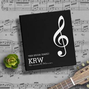 Treble Clef Musical Note on Black Binder
