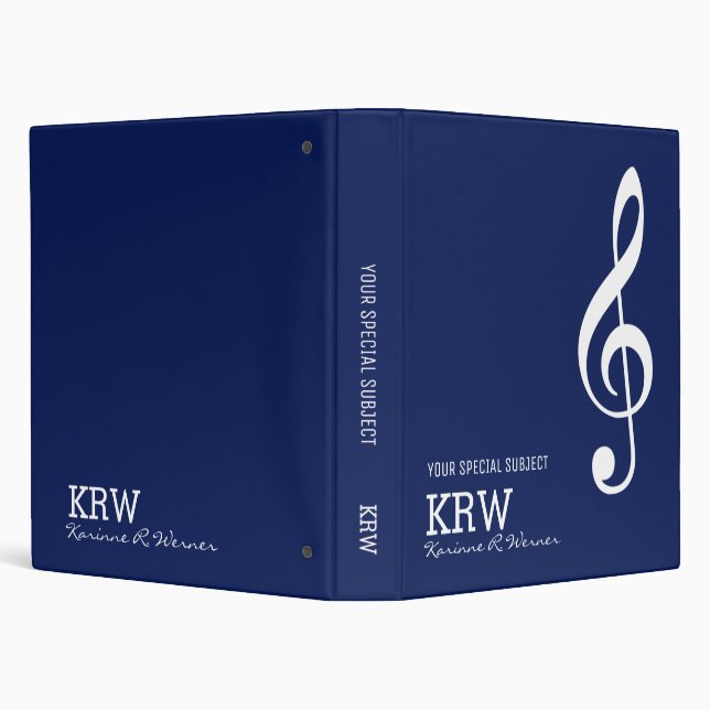 Treble Clef Musical Note on dark-blue 3 Ring Binder (Background)